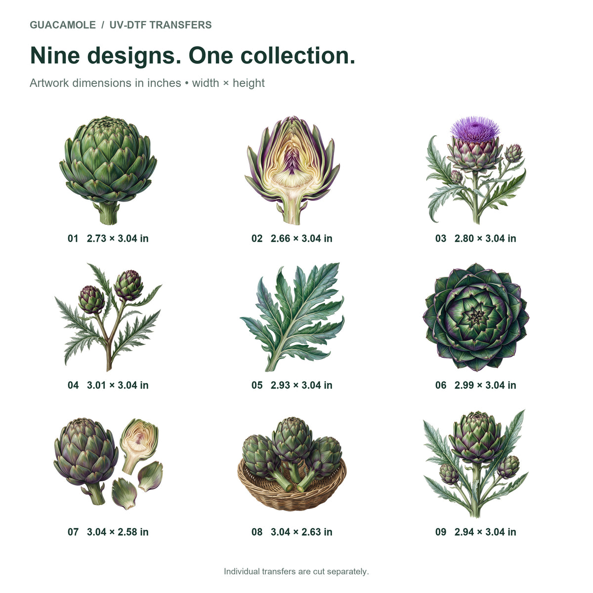 Artichoke Botanicals — Nine designs and sizes
