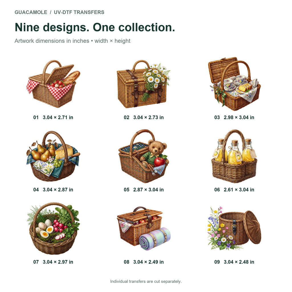 Spring Picnic Baskets — Nine designs and sizes