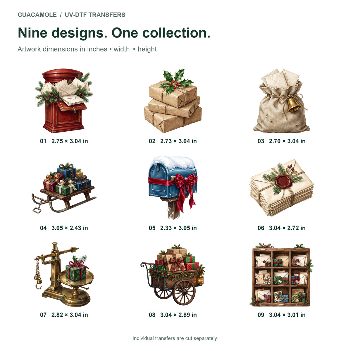 Christmas Mail and Parcels — Nine designs and sizes