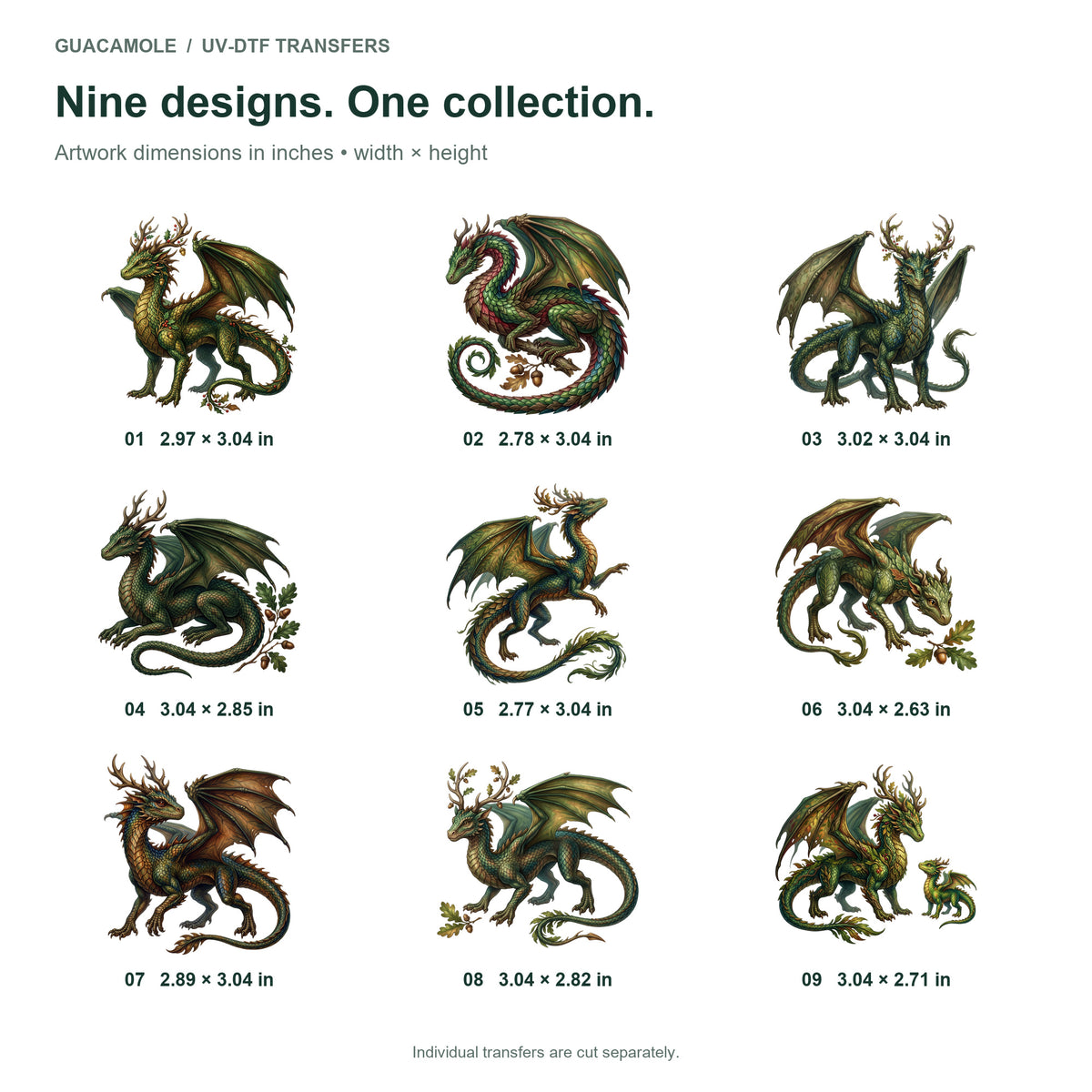 European Forest Dragons — Nine designs and sizes