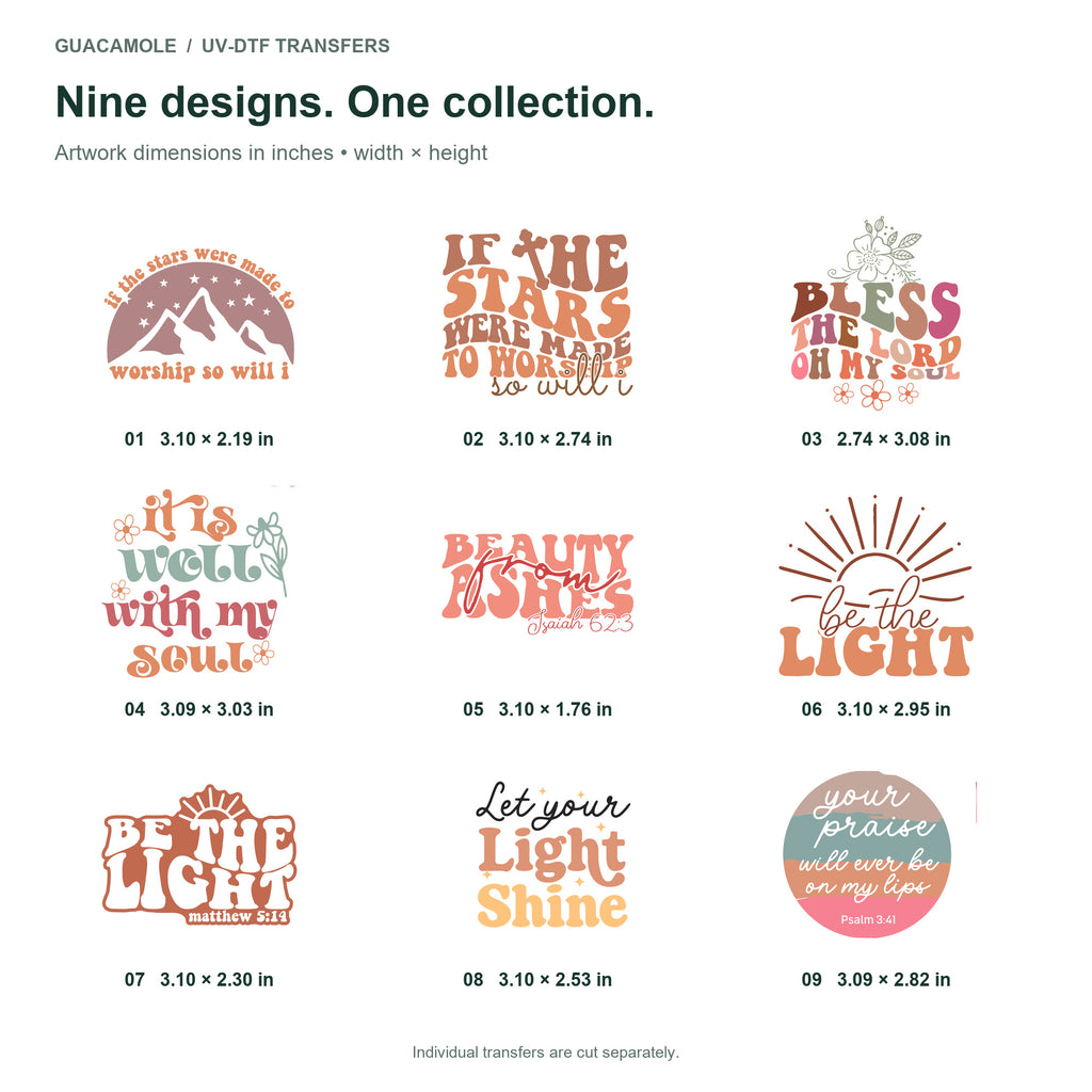 Christian - Worship and Light — Nine designs and sizes