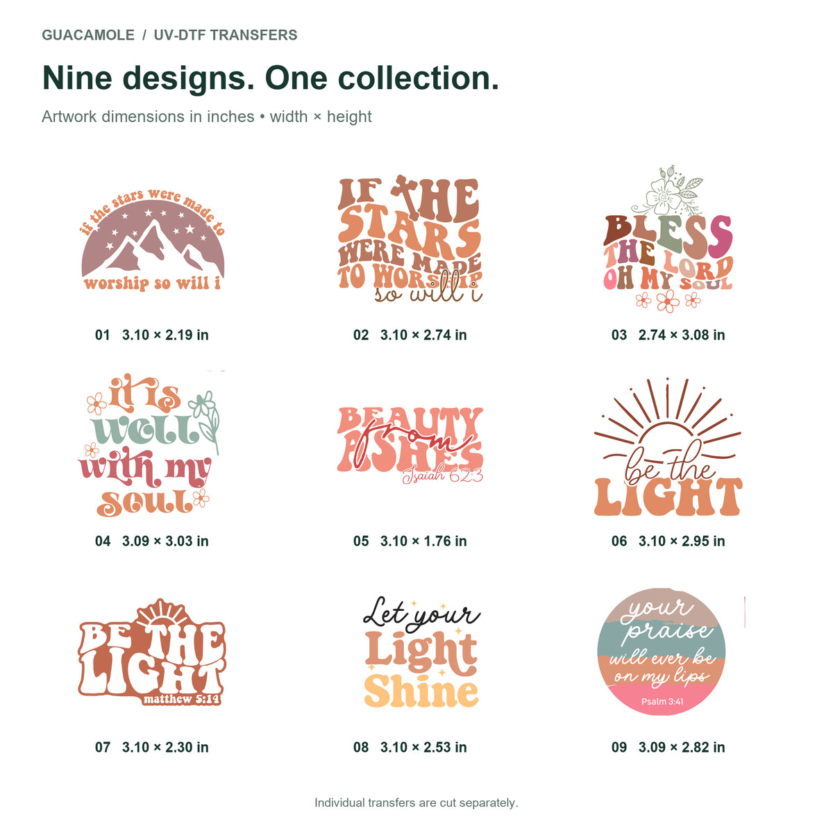 Christian - Worship and Light — Nine designs and sizes