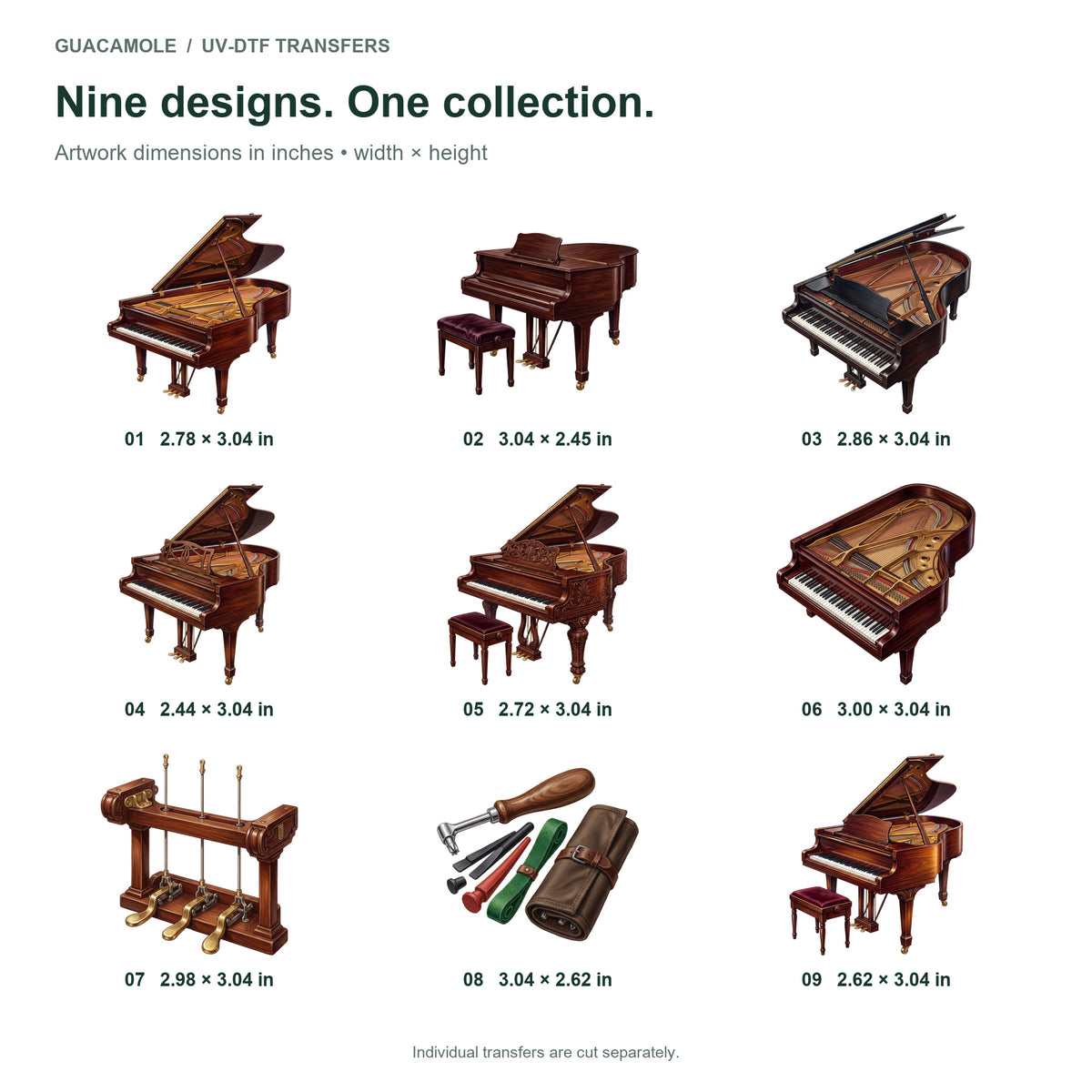 Grand Piano Salon — Nine designs and sizes