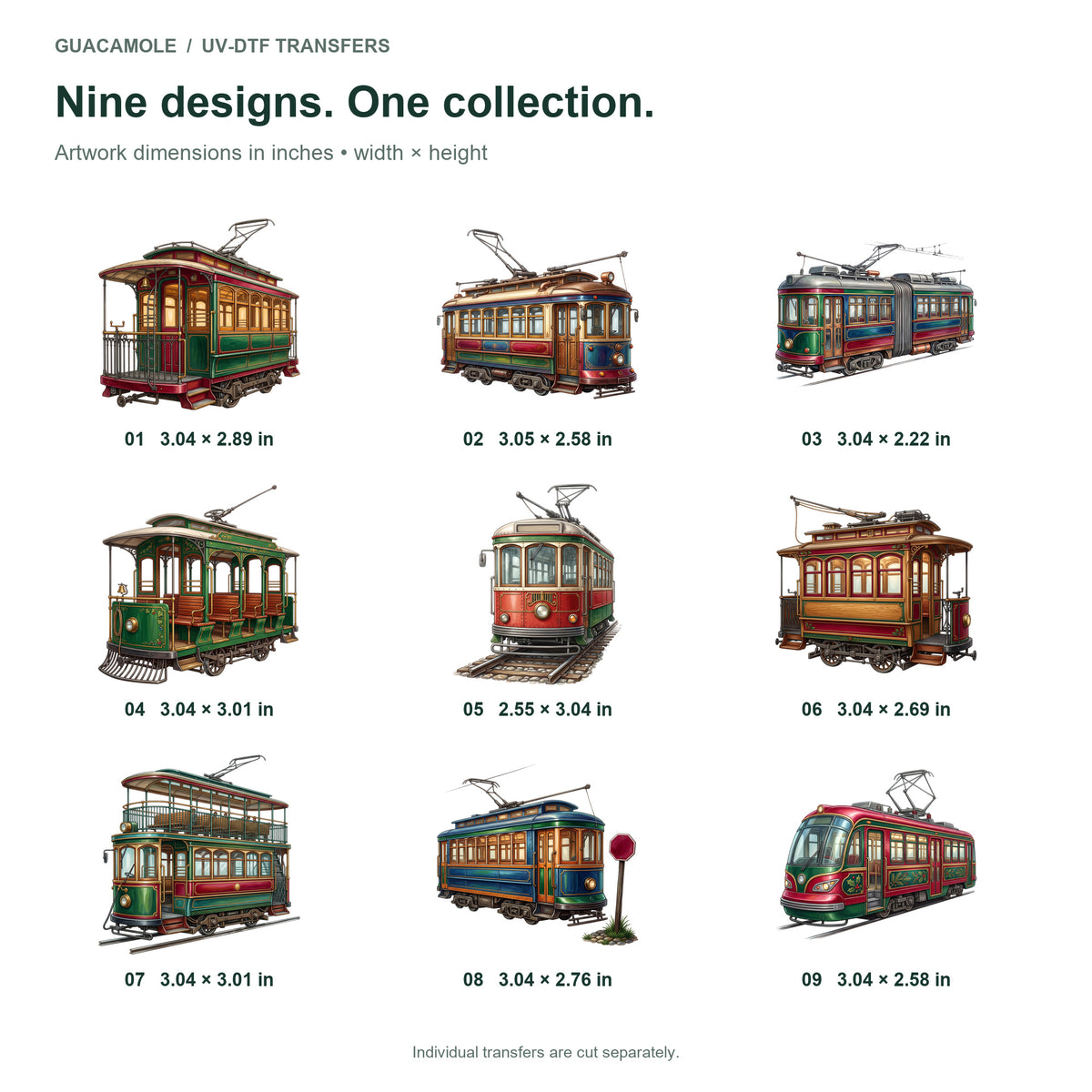 Streetcar City Lines — Nine designs and sizes