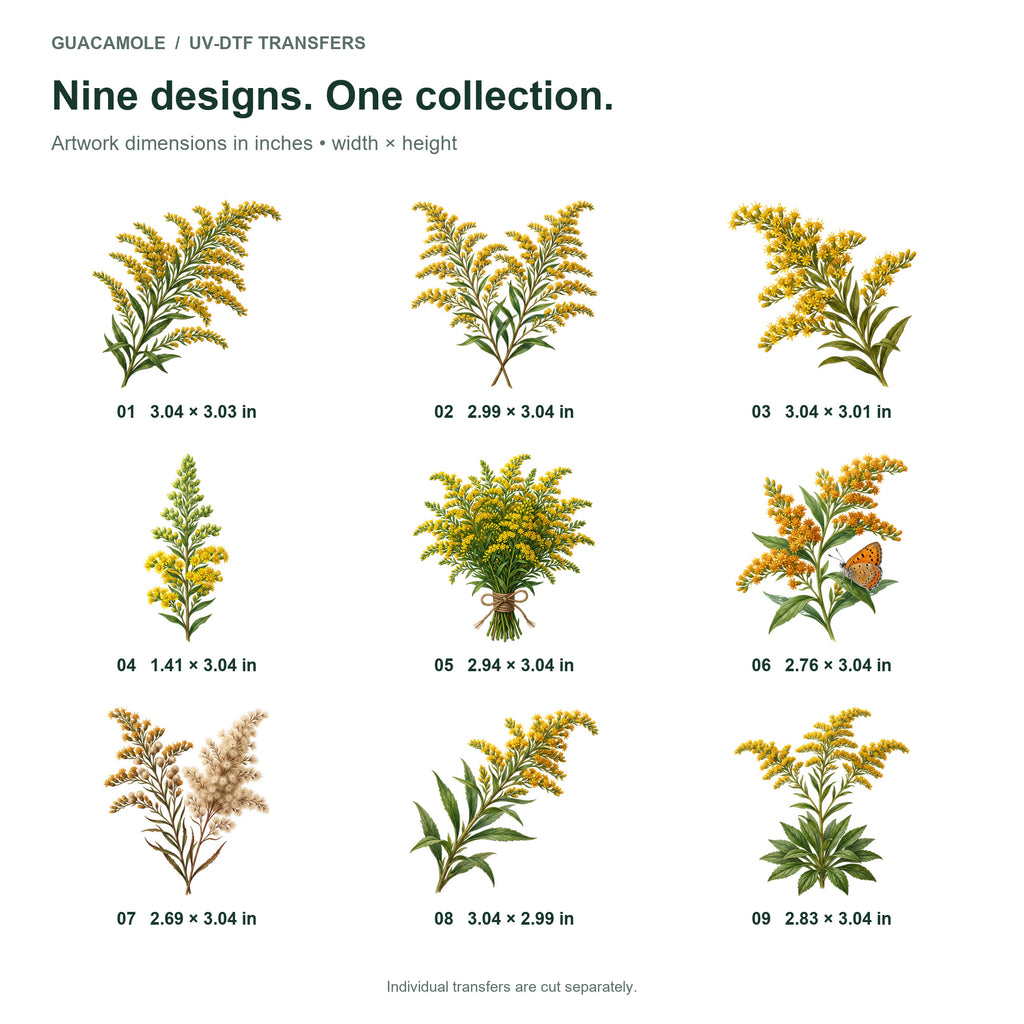 Goldenrod Sprays — Nine designs and sizes