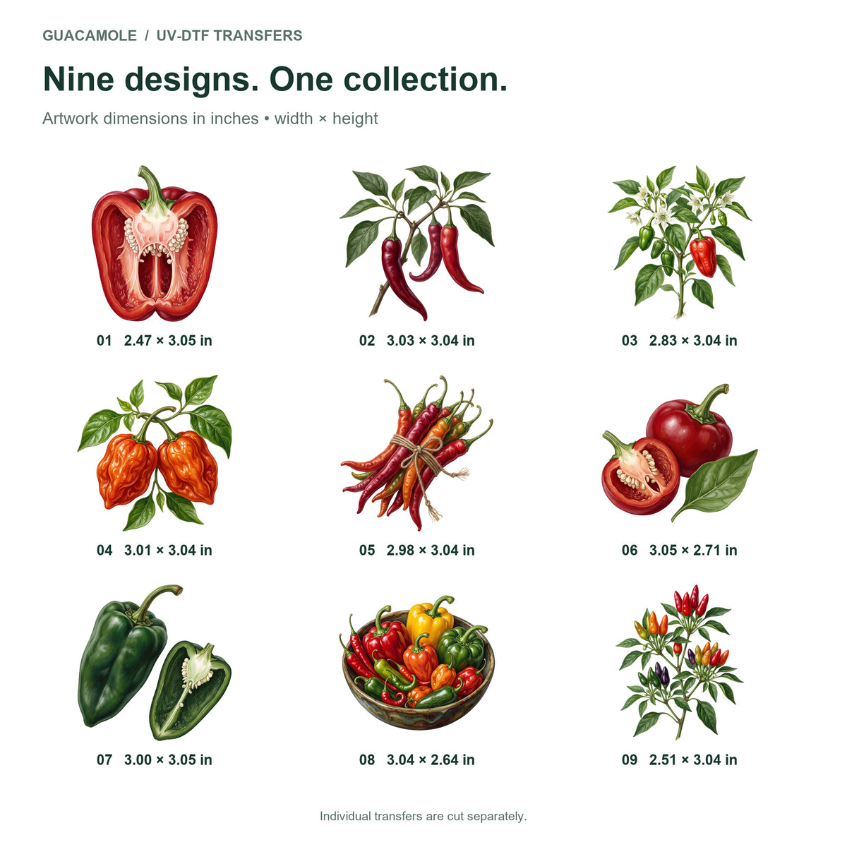 Pepper Garden — Nine designs and sizes