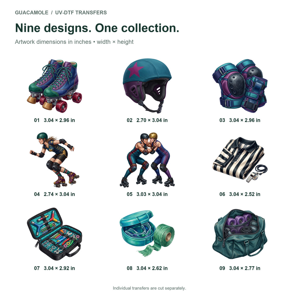 Roller Derby Gear — Nine designs and sizes