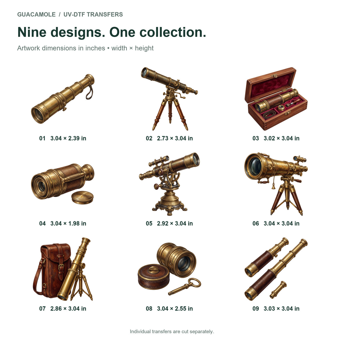 Antique Telescope Collection — Nine designs and sizes