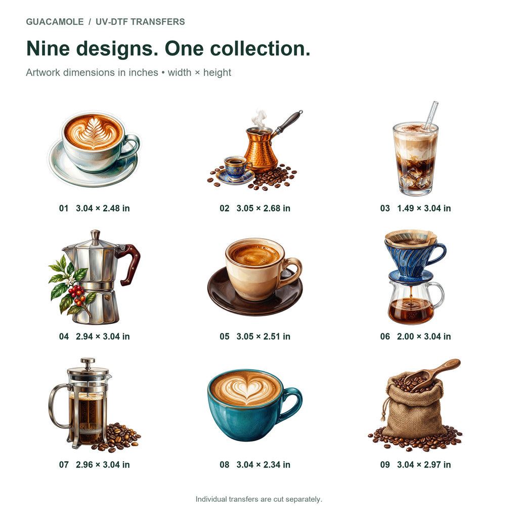 Coffeehouse — Nine designs and sizes