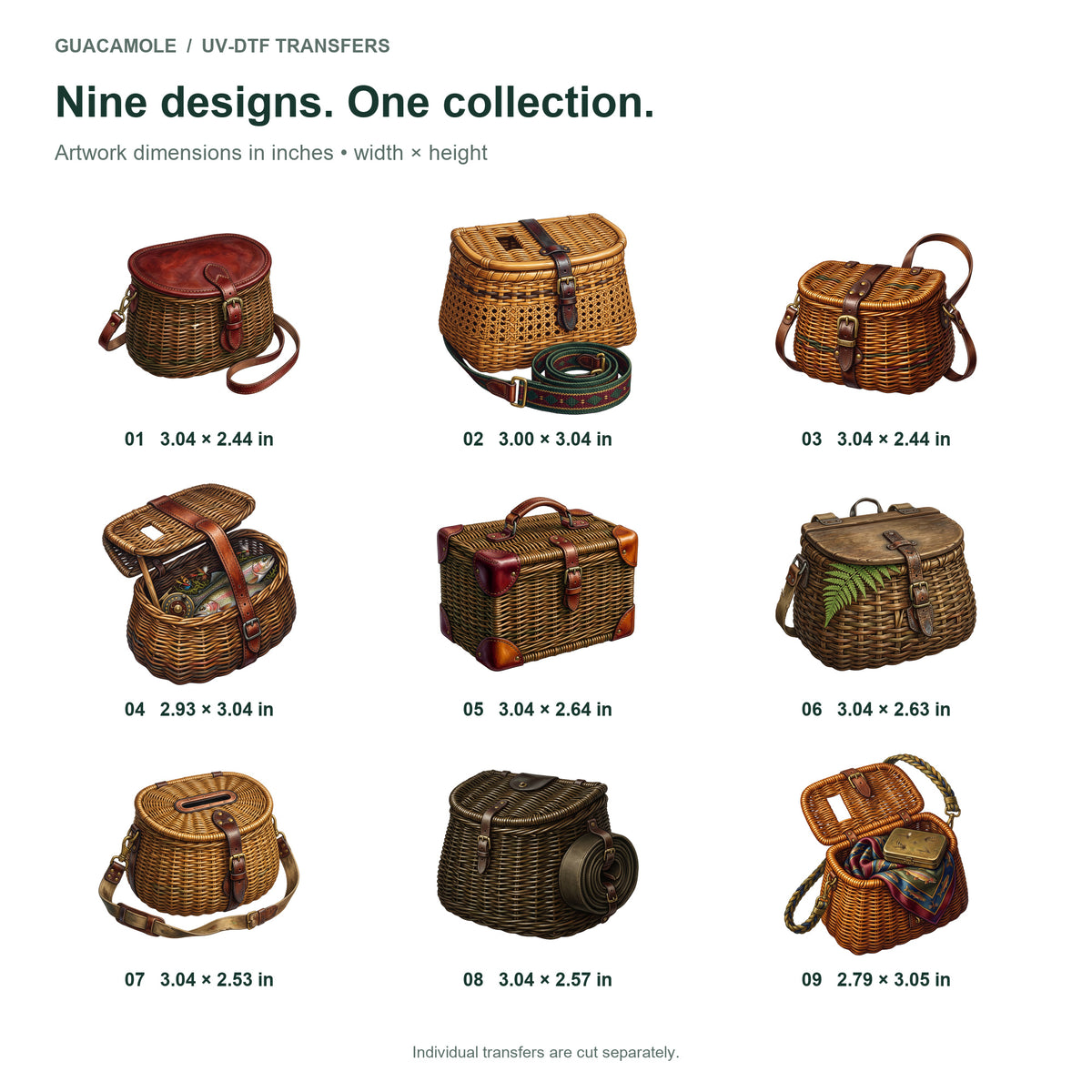 Fly Fishing Creels — Nine designs and sizes