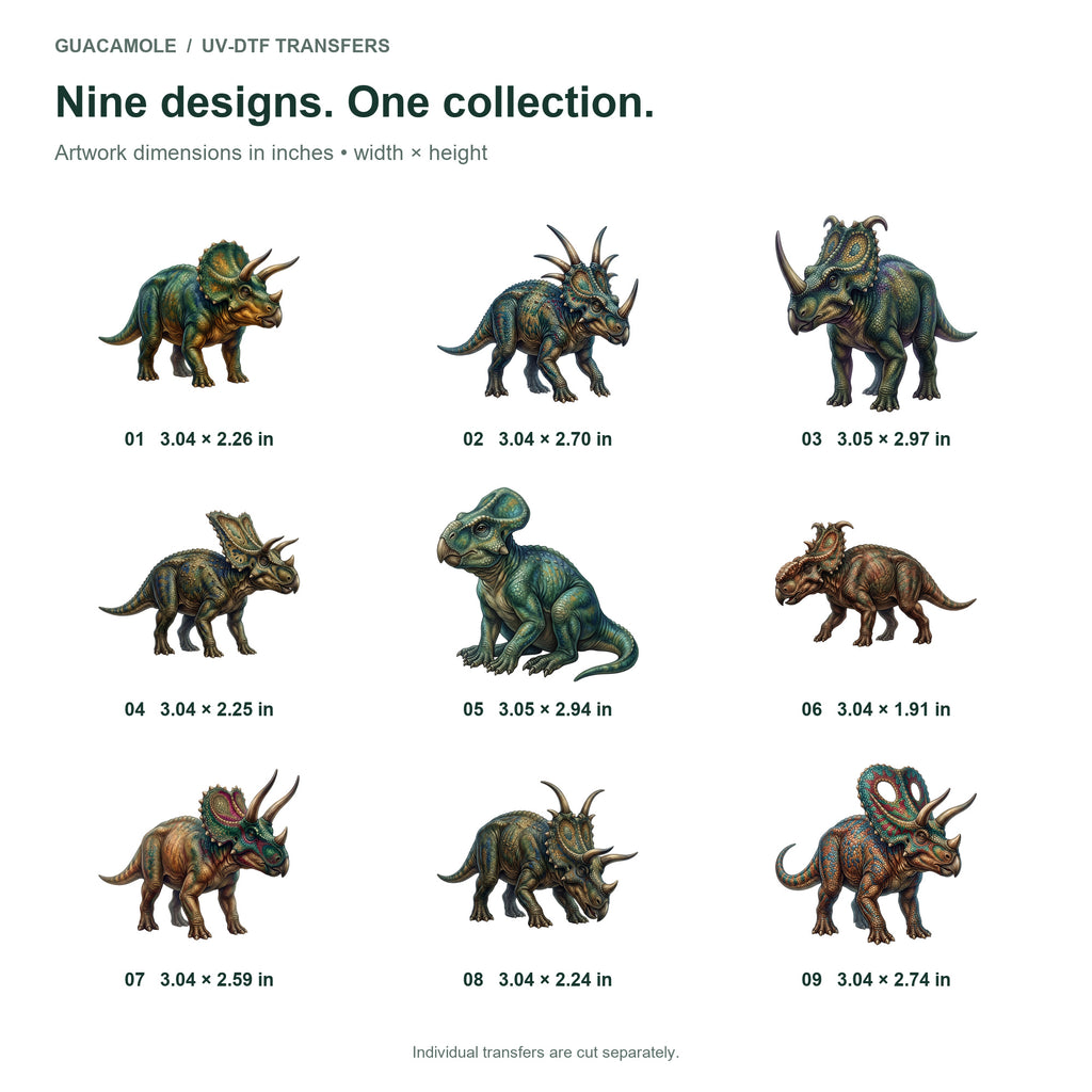 Ceratopsian Dinosaurs — Nine designs and sizes