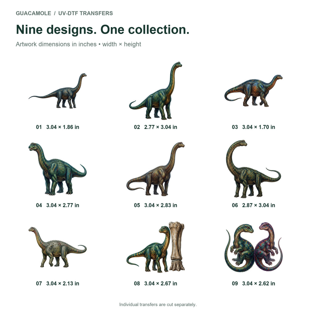 Sauropod Dinosaurs — Nine designs and sizes