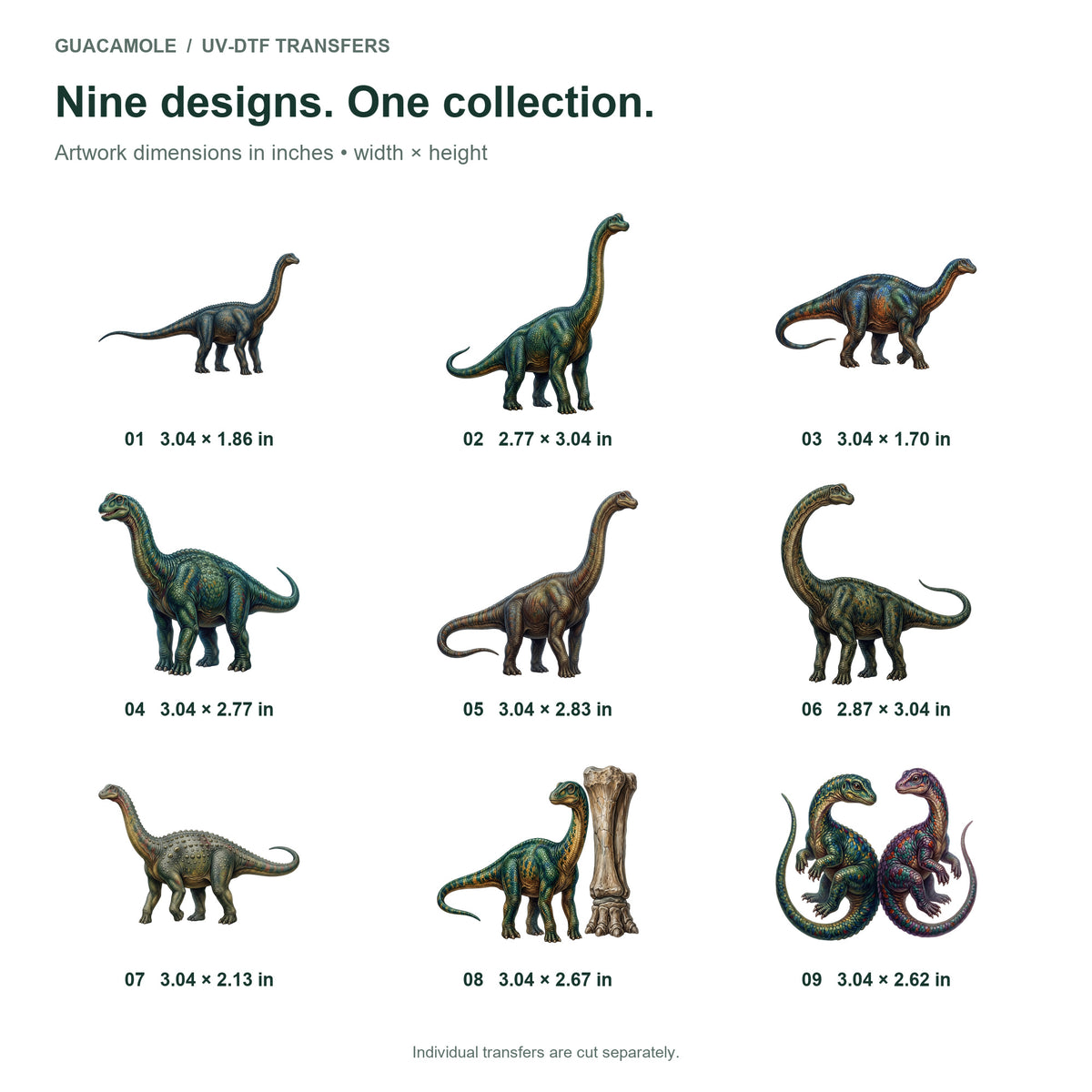 Sauropod Dinosaurs — Nine designs and sizes