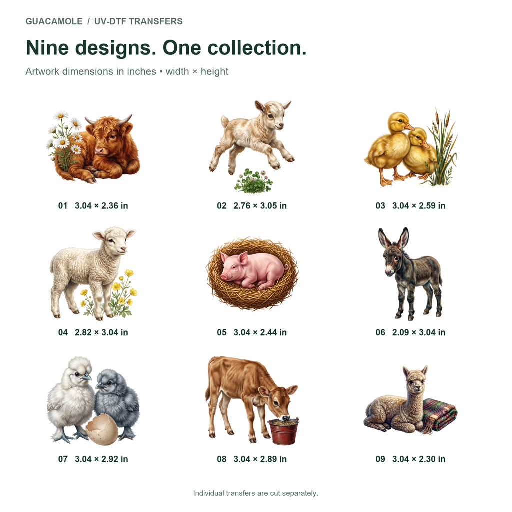 Barnyard Baby Animals — Nine designs and sizes