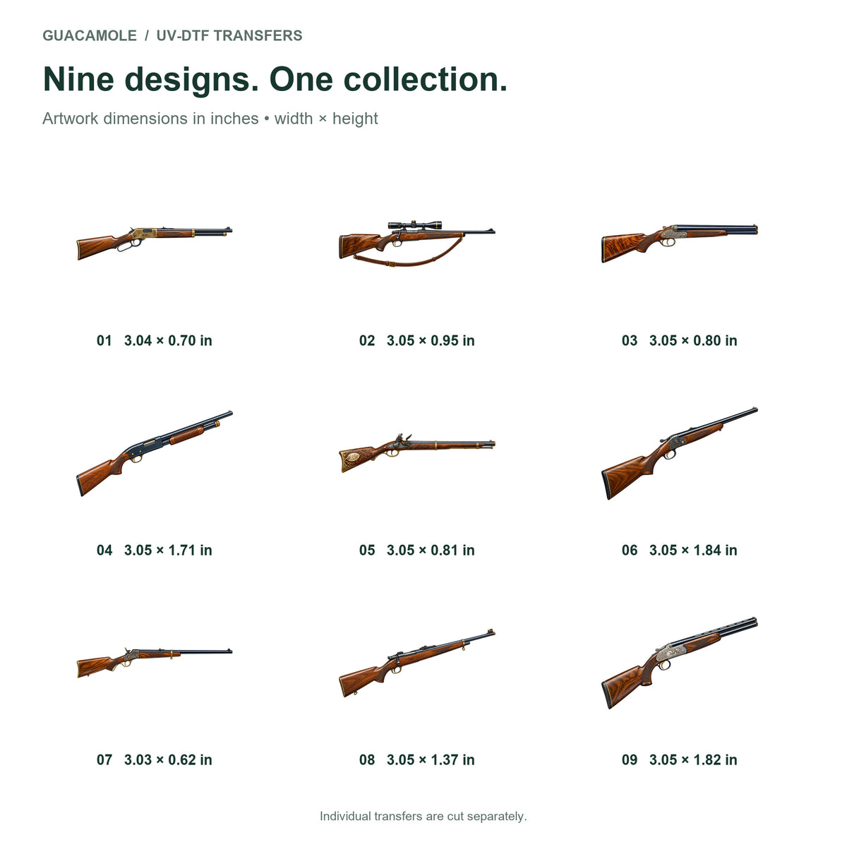 Firearms - Heritage Long Guns — Nine designs and sizes