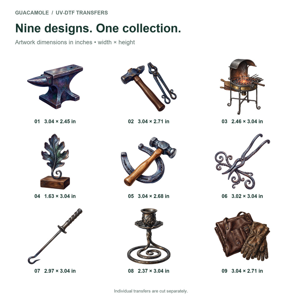 Blacksmith Forge Tools — Nine designs and sizes