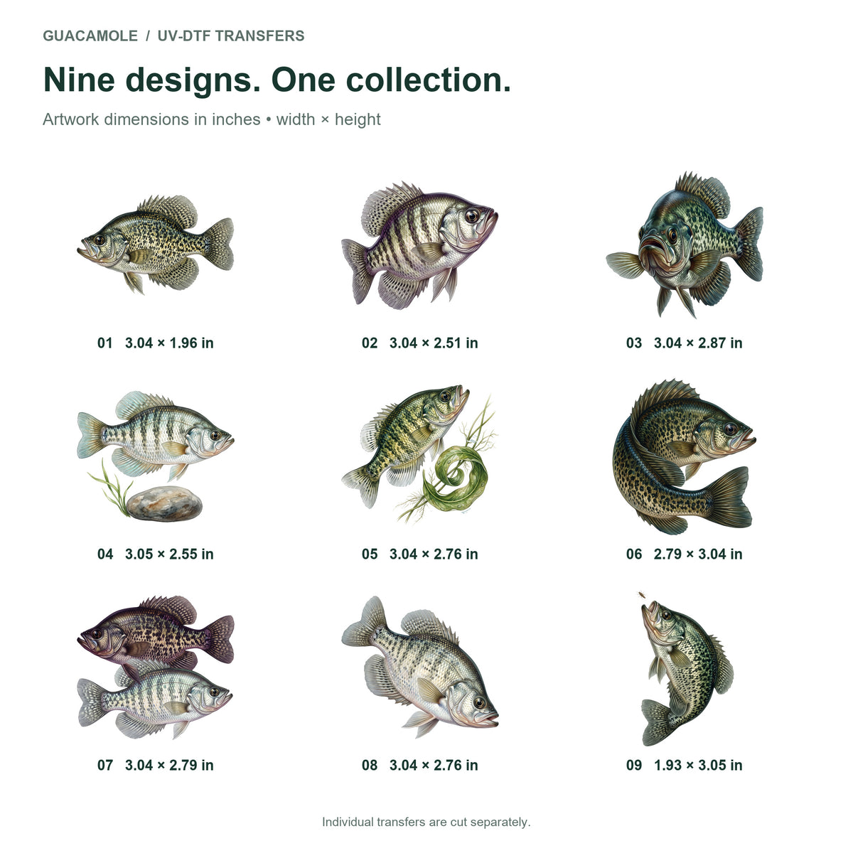 Crappie Collection — Nine designs and sizes