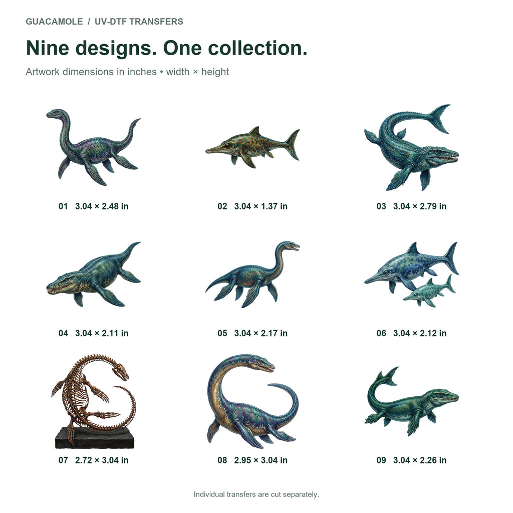 Prehistoric Marine Reptiles — Nine designs and sizes
