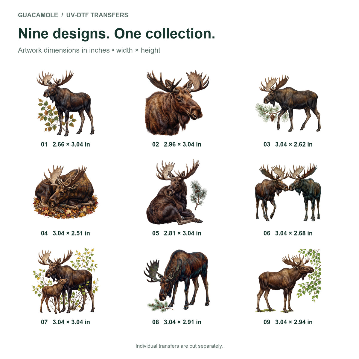 Moose Northern Woods — Nine designs and sizes