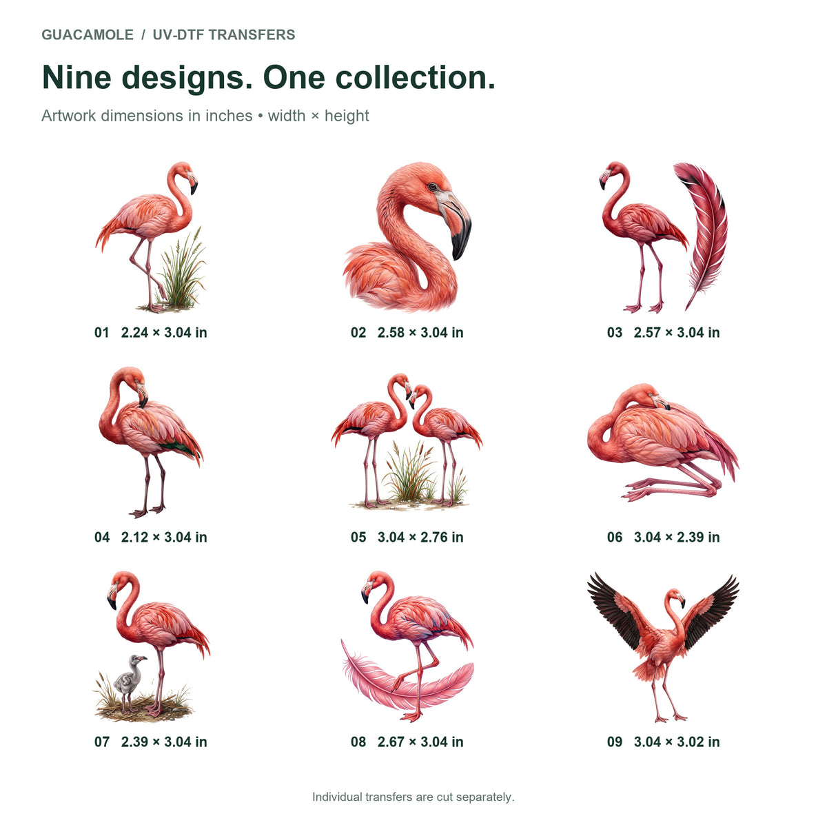 Flamingo Lagoon — Nine designs and sizes