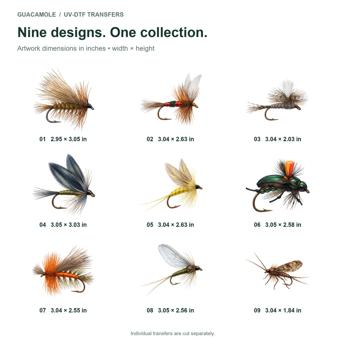 Dry Fly Collection — Nine designs and sizes
