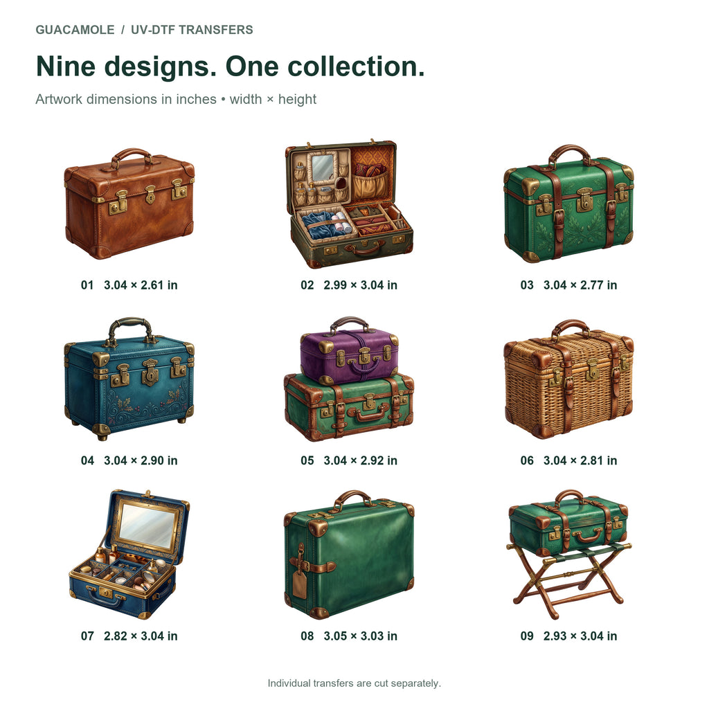 Vintage Suitcase Collection — Nine designs and sizes