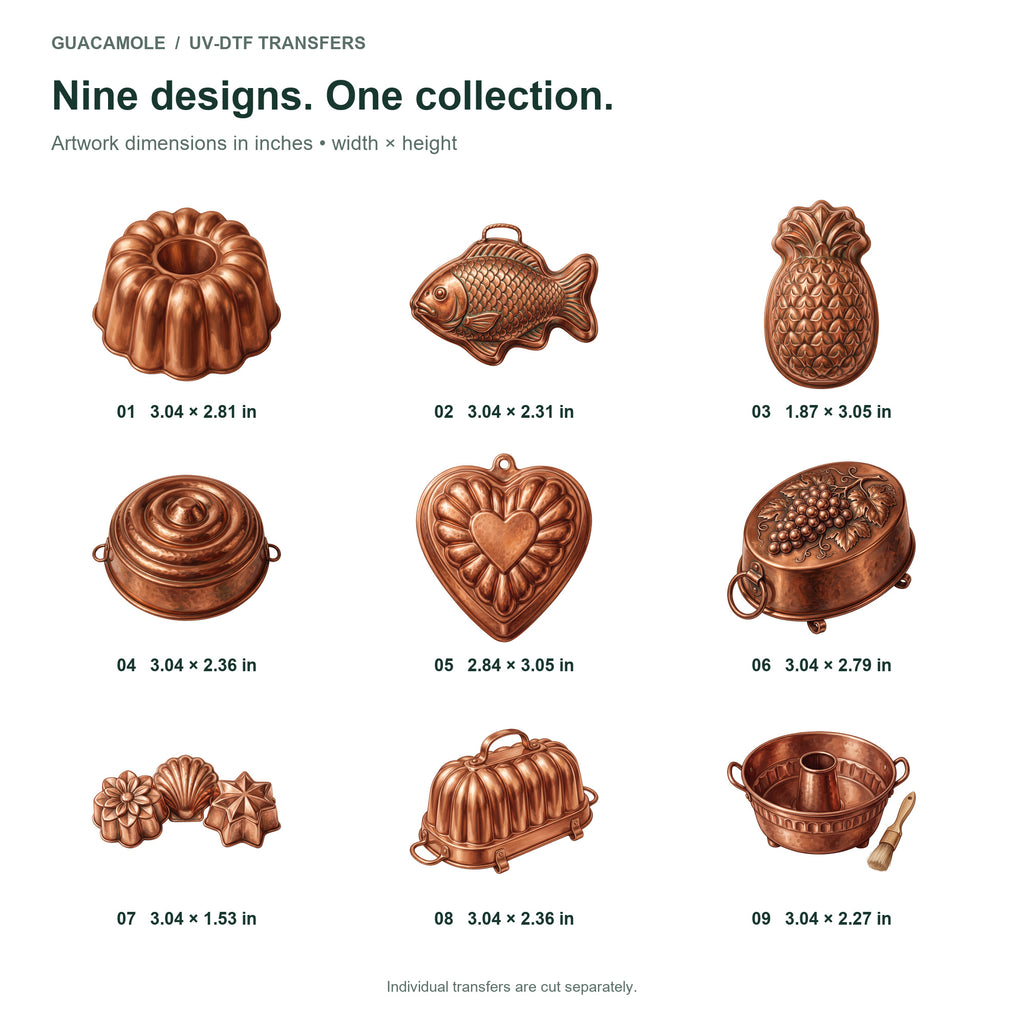 Copper Cooking Molds — Nine designs and sizes