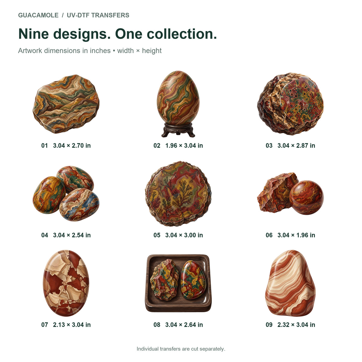 Jasper Landscape Stones — Nine designs and sizes