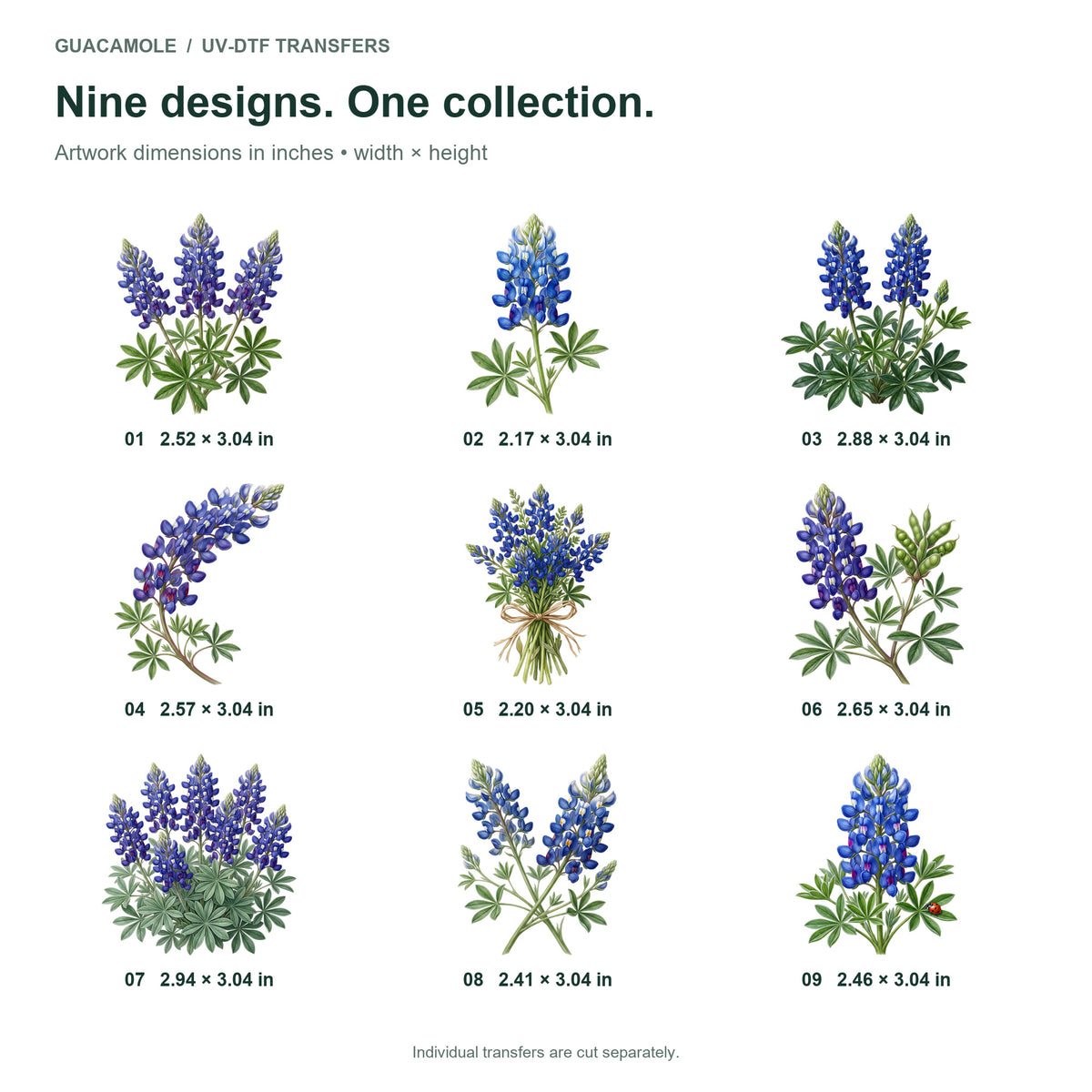 Bluebonnet Meadows — Nine designs and sizes