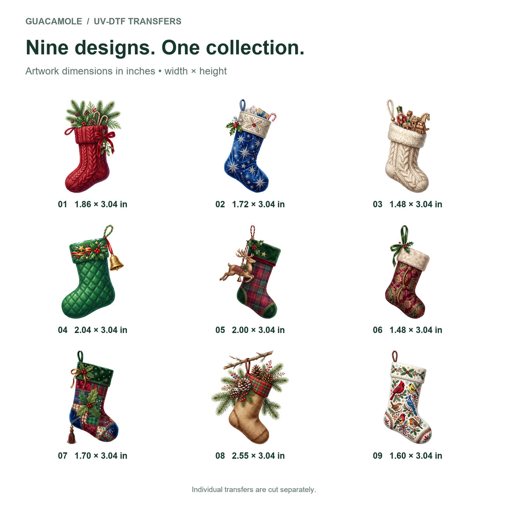 Christmas Stockings — Nine designs and sizes