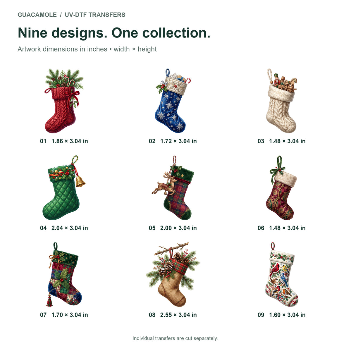 Christmas Stockings — Nine designs and sizes