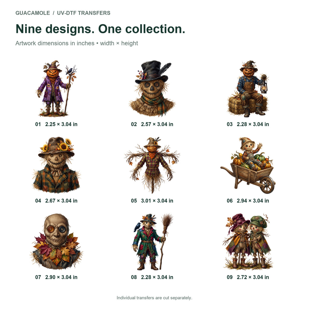 Spooky Scarecrows — Nine designs and sizes