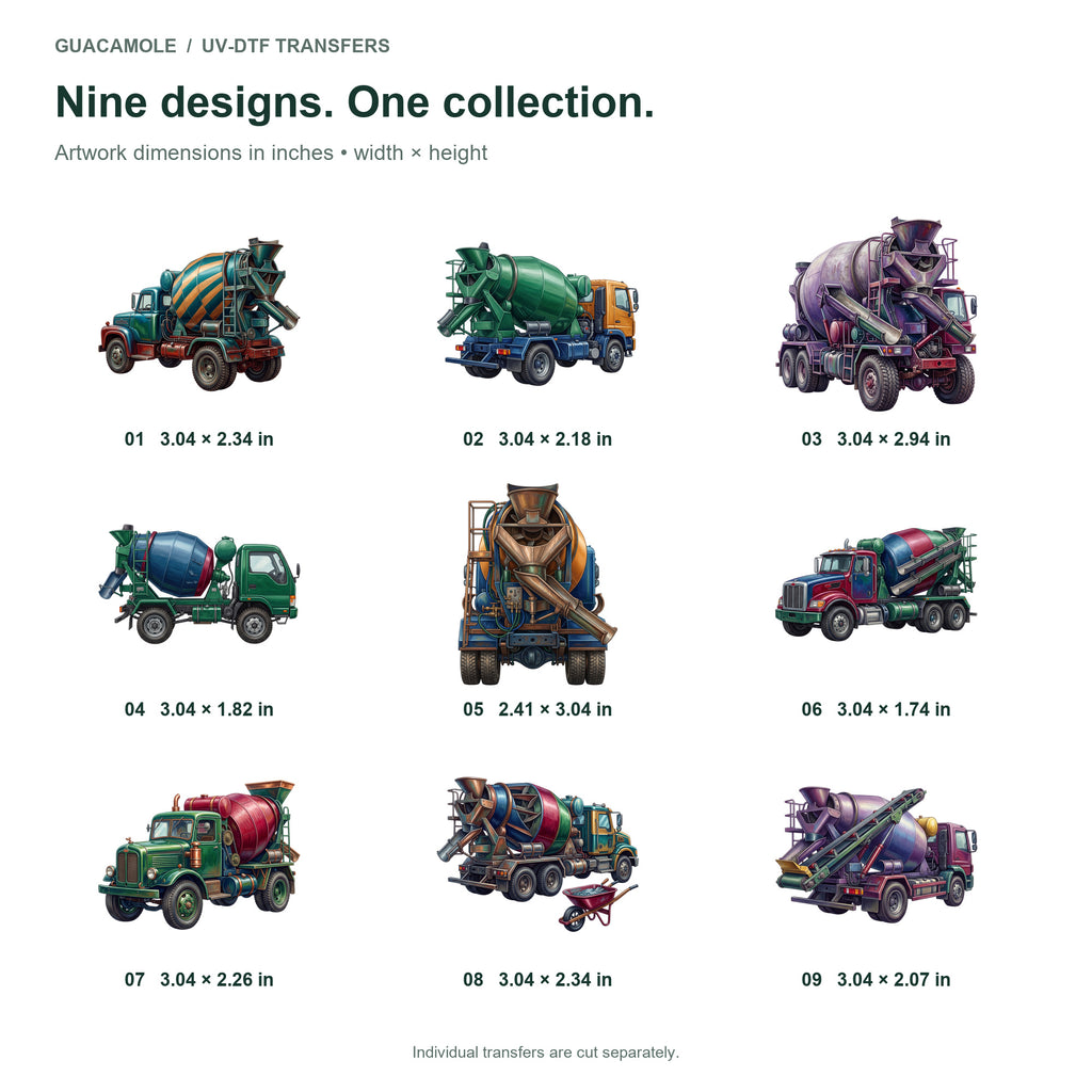 Concrete Mixer Trucks — Nine designs and sizes