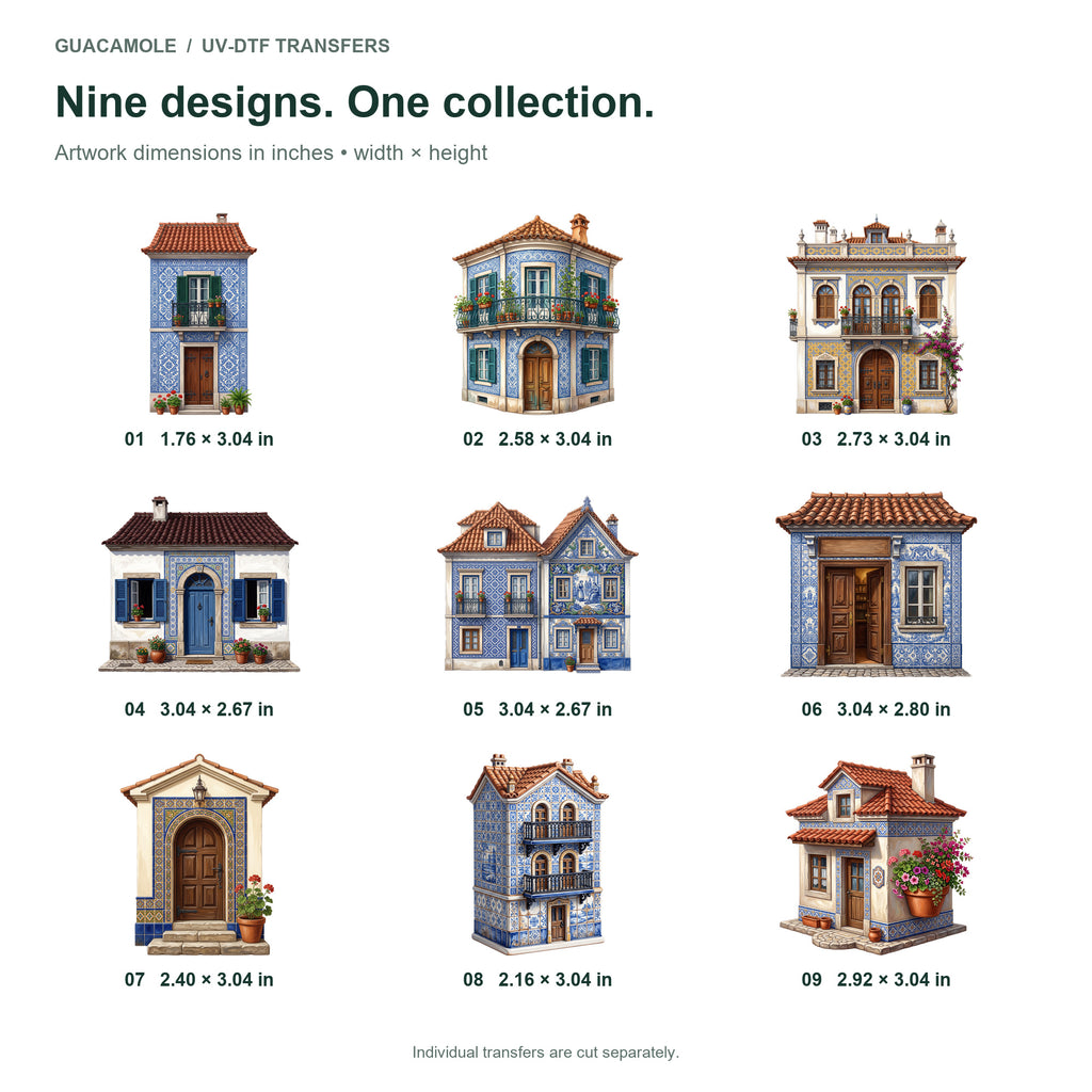 Portuguese Azulejo Houses — Nine designs and sizes