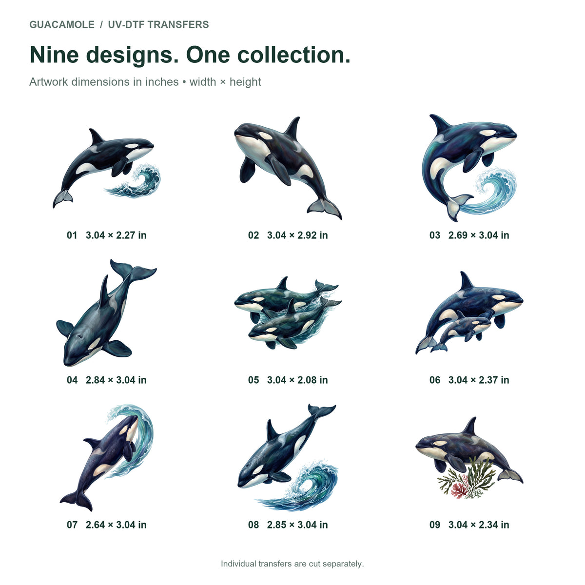 Orca Ocean Family — Nine designs and sizes