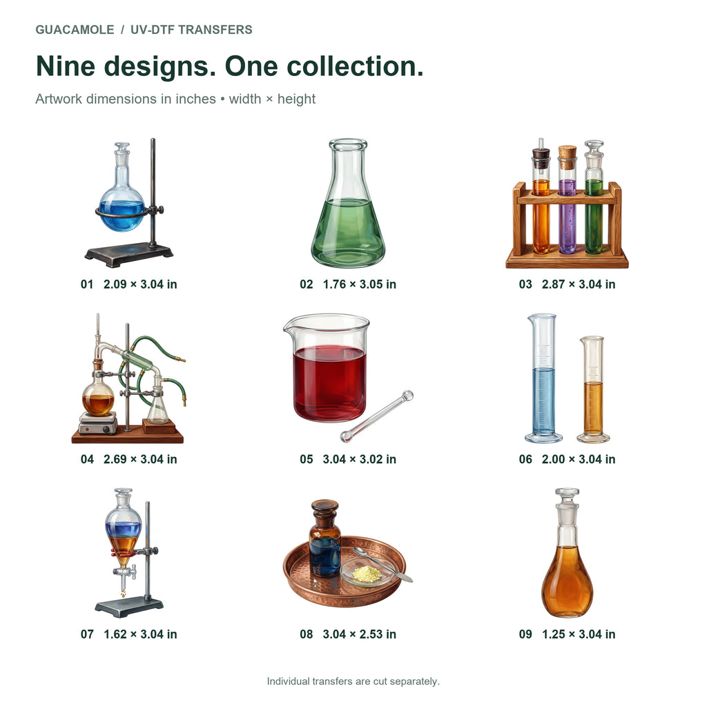 Chemistry Glassware — Nine designs and sizes
