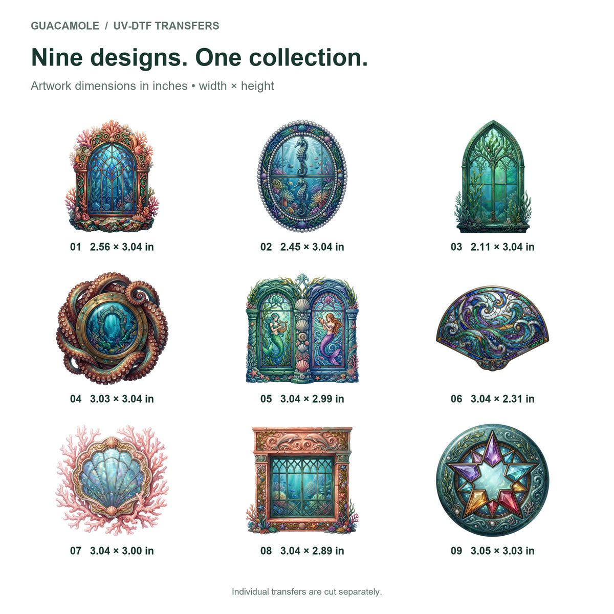 Underwater Palace Windows — Nine designs and sizes