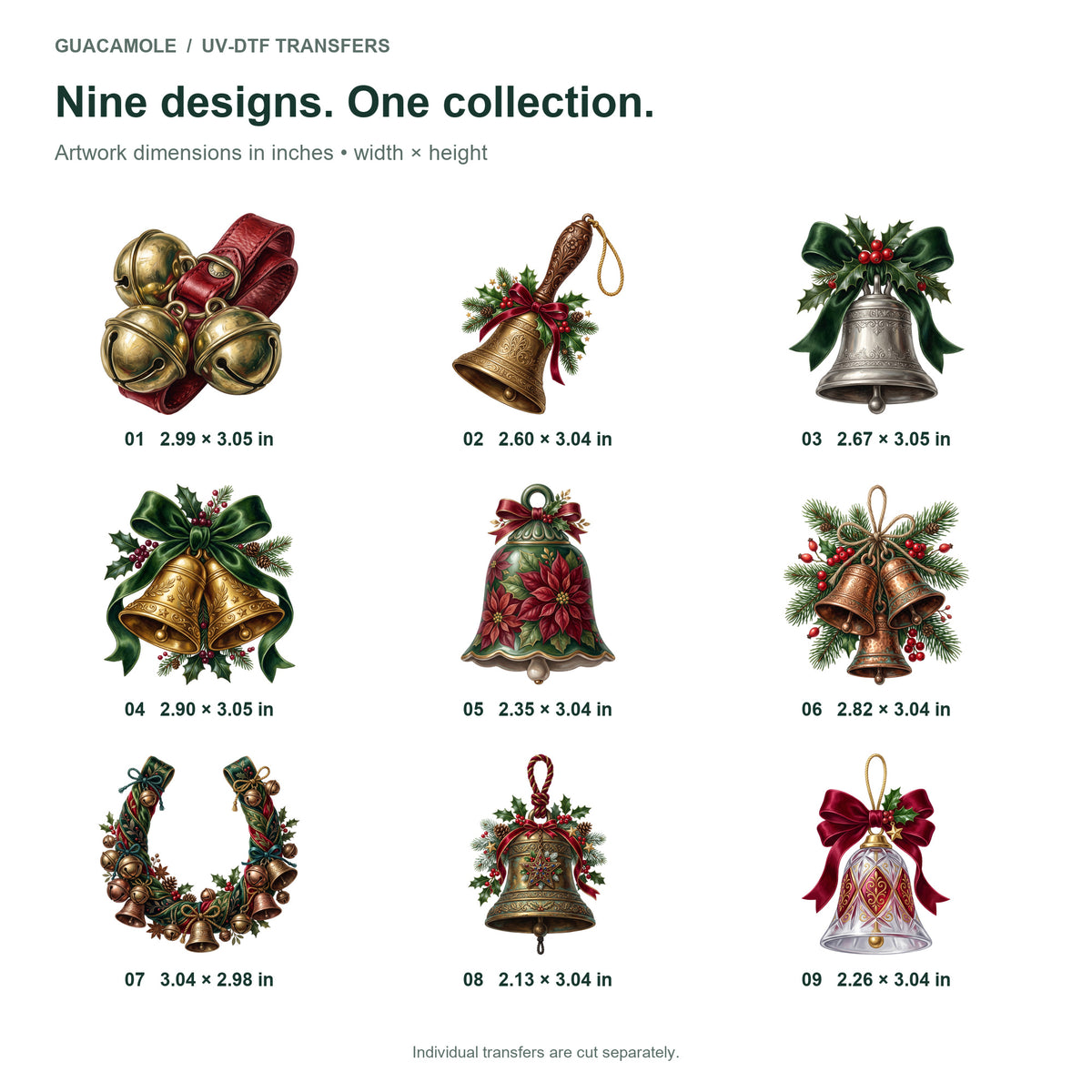 Christmas Bells — Nine designs and sizes