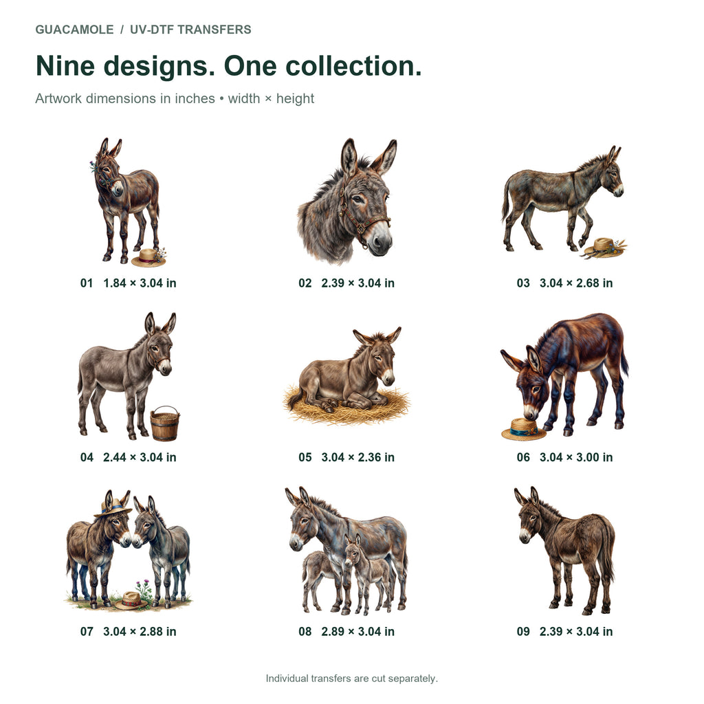 Donkey Farm Friends — Nine designs and sizes