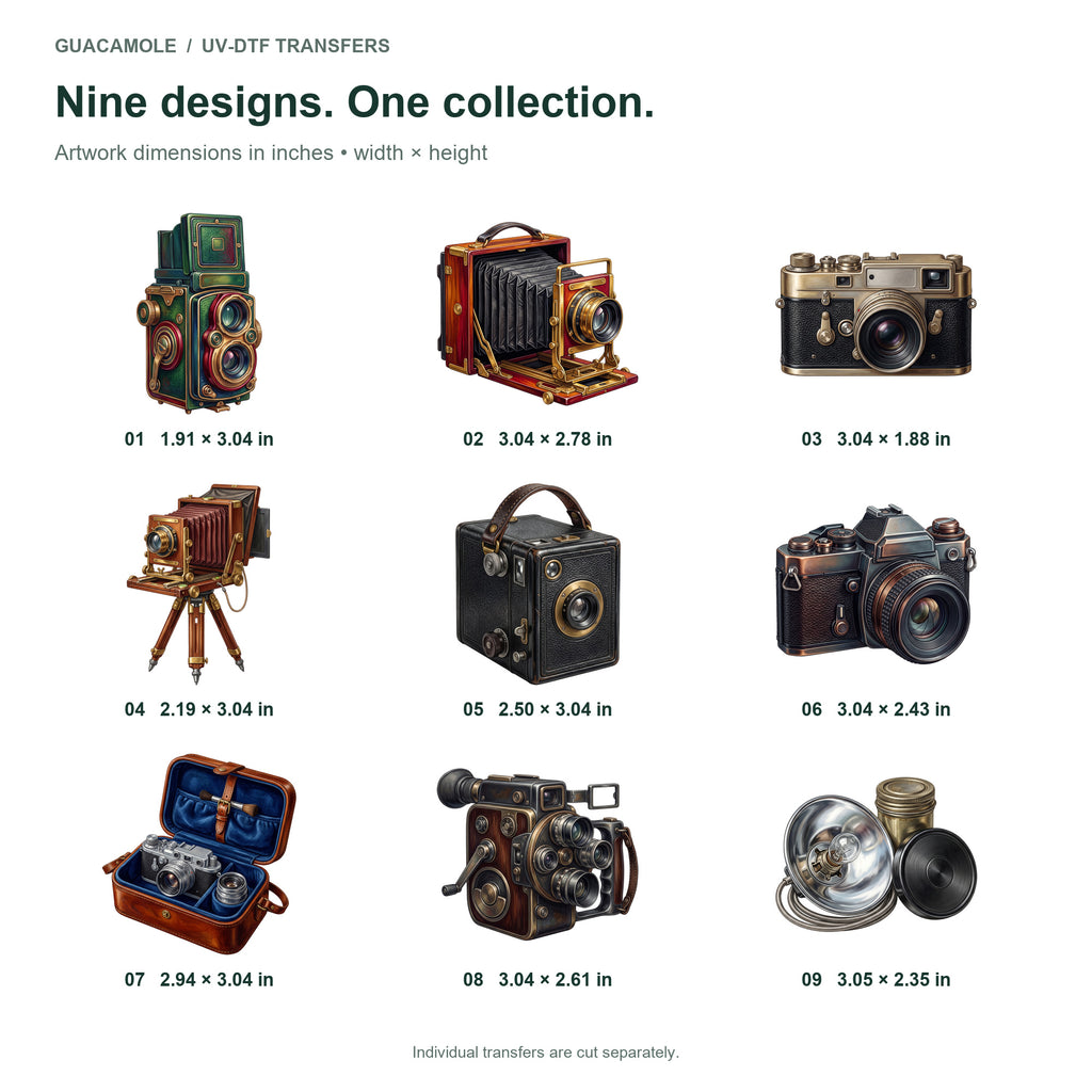 Vintage Cameras — Nine designs and sizes