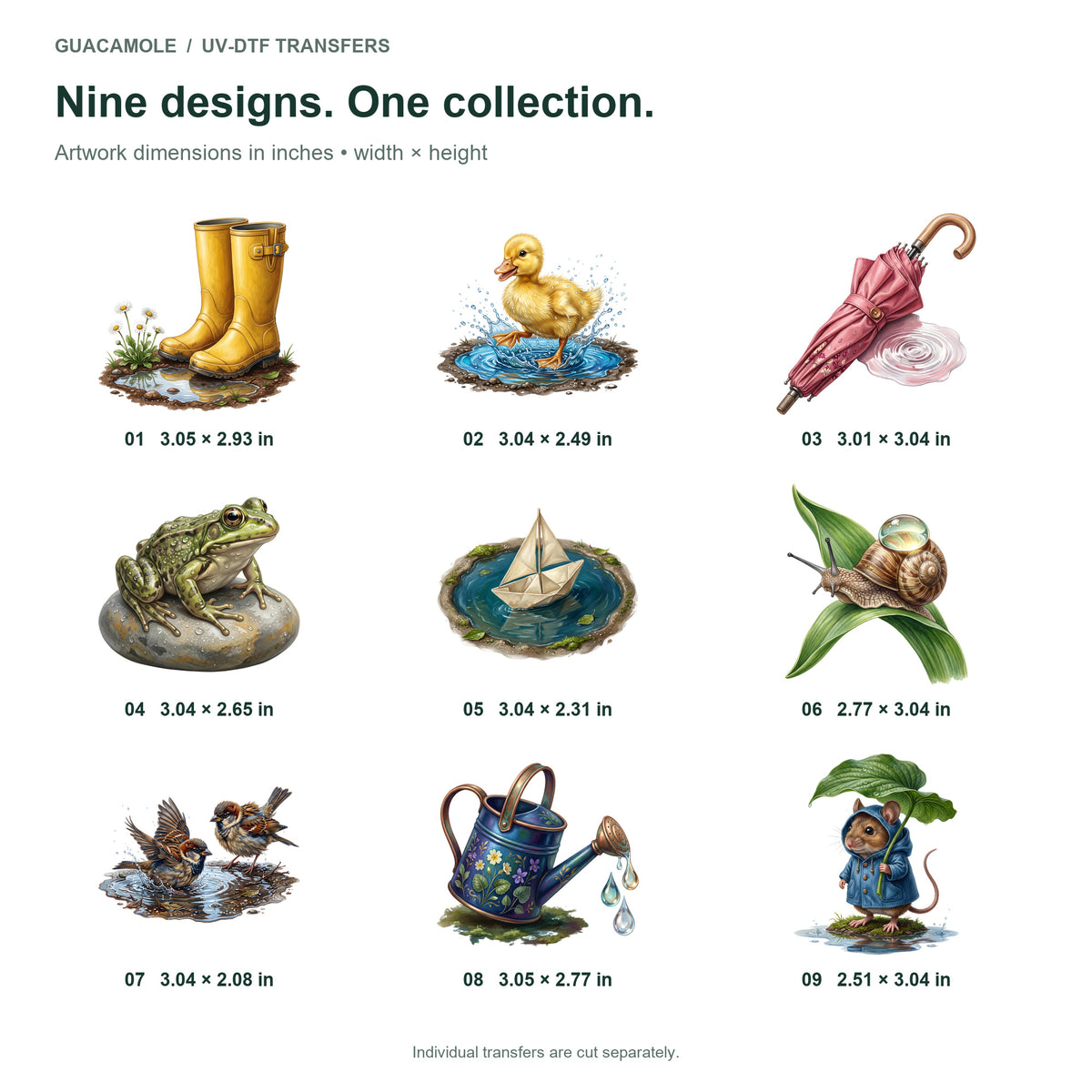 Spring Rain Puddles — Nine designs and sizes