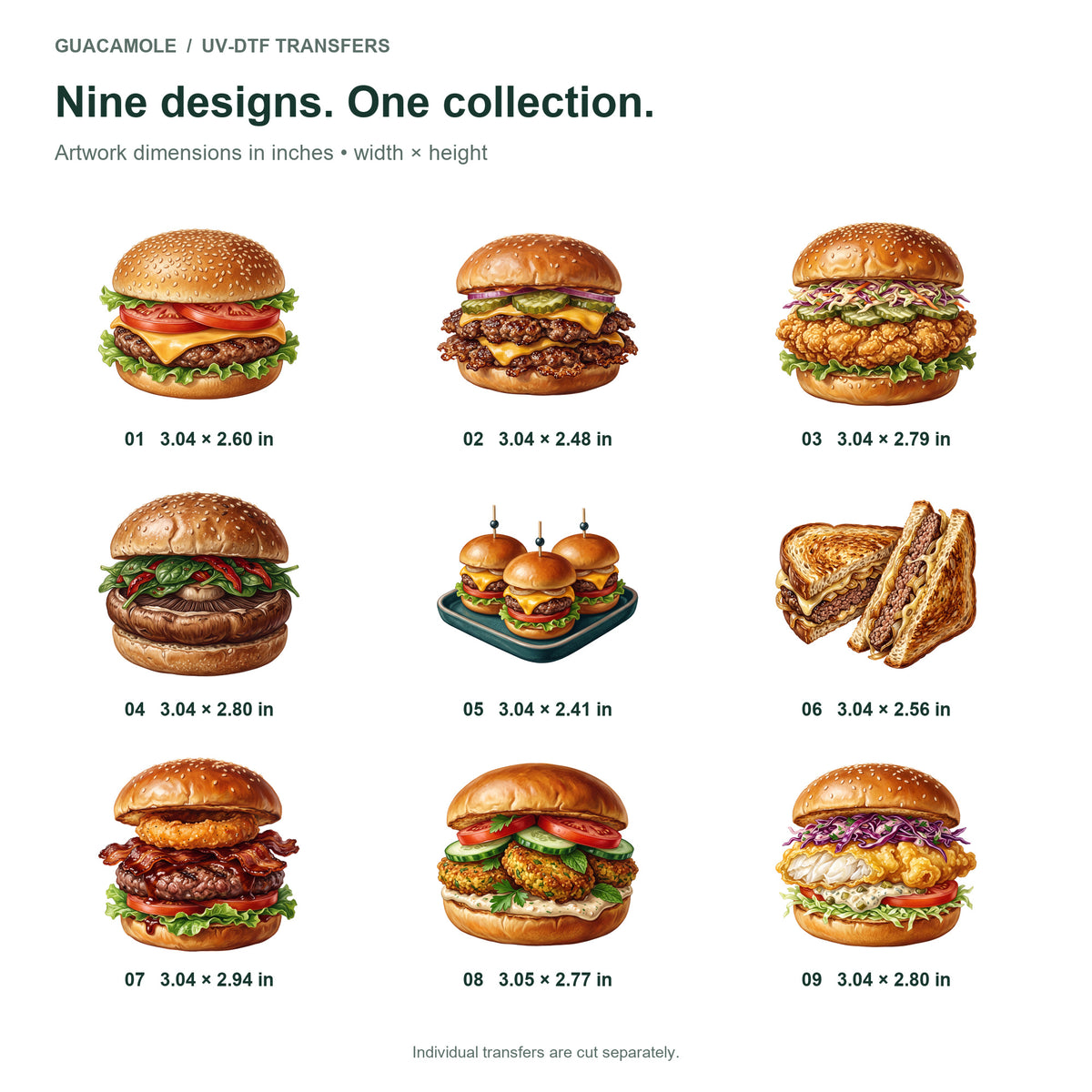 Burger Joint Classics — Nine designs and sizes