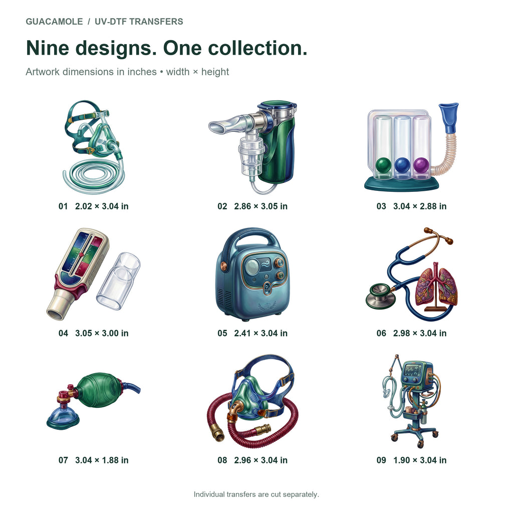 Respiratory Therapist Tools — Nine designs and sizes