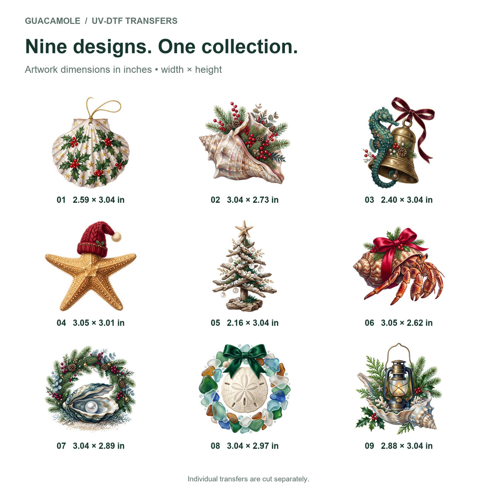 Coastal Seashell Christmas — Nine designs and sizes