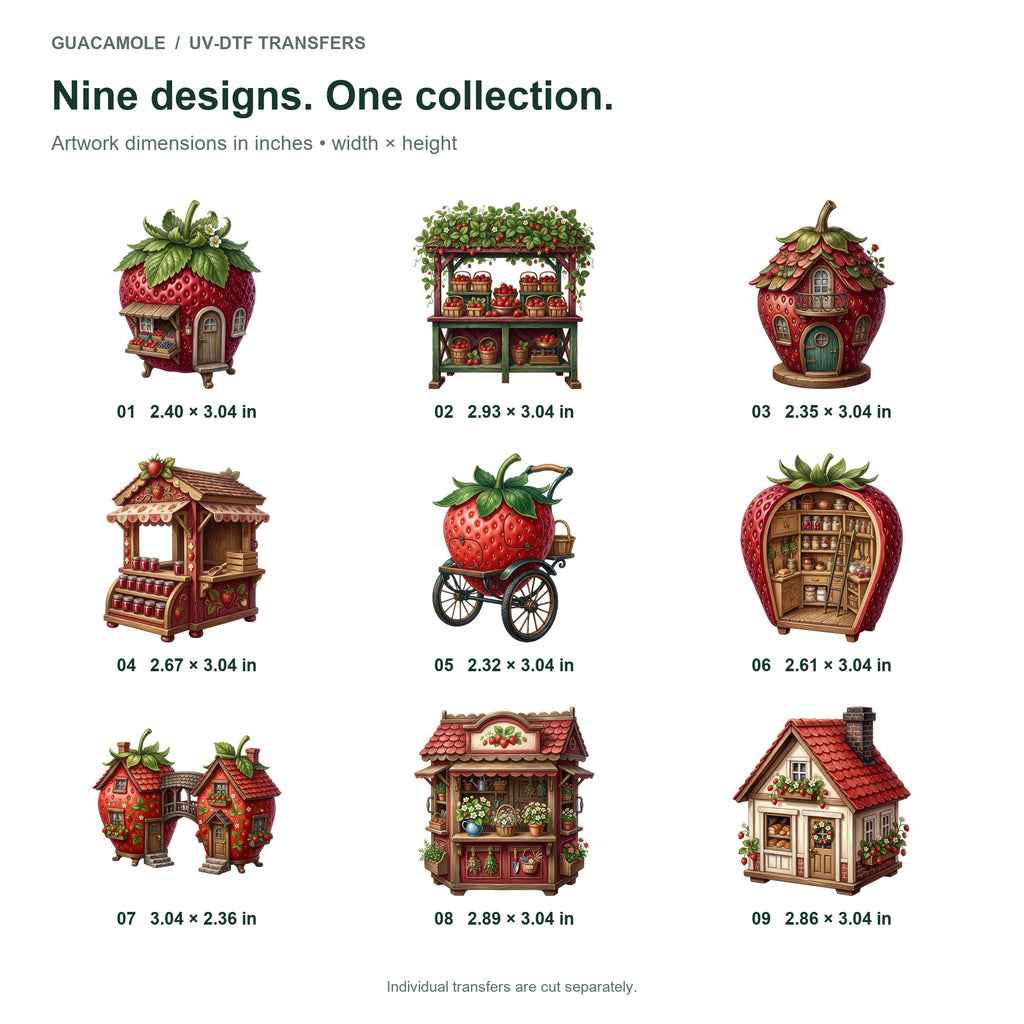 Strawberry Cottage Market — Nine designs and sizes