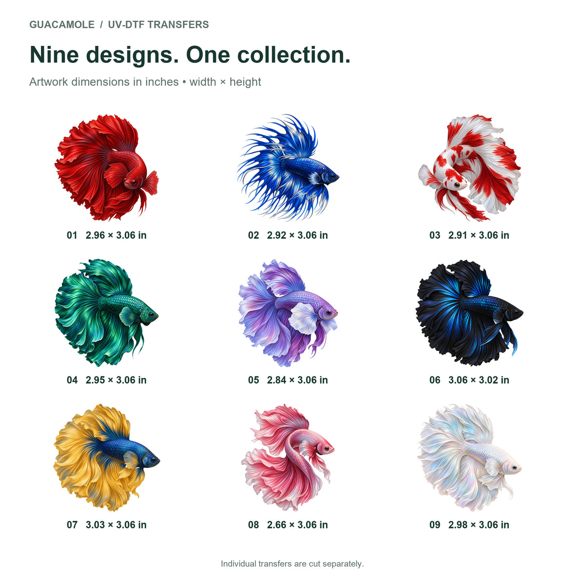 Siamese Fighting Fish - Living Silk — Nine designs and sizes