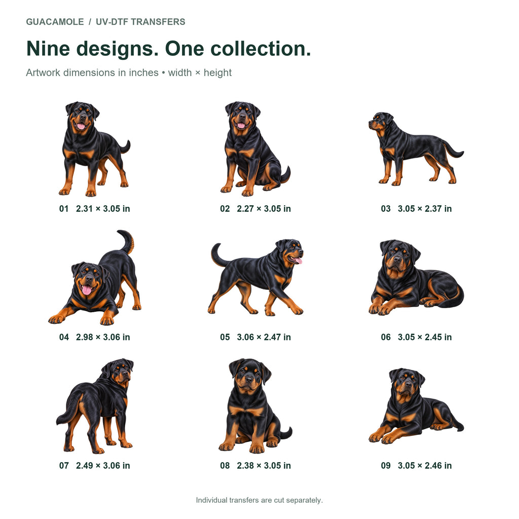 Rottweiler — Nine designs and sizes