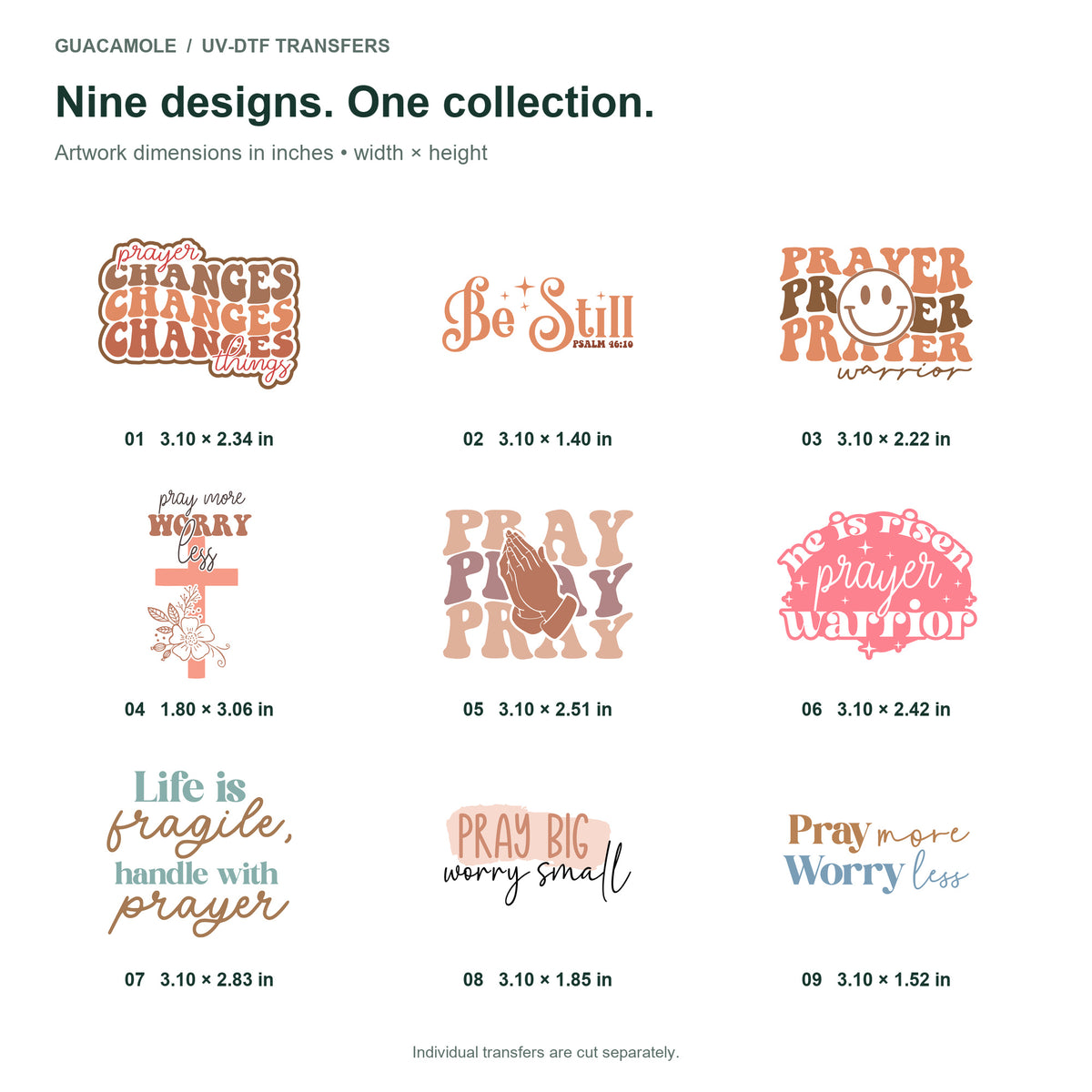 Christian - Prayer and Peace — Nine designs and sizes