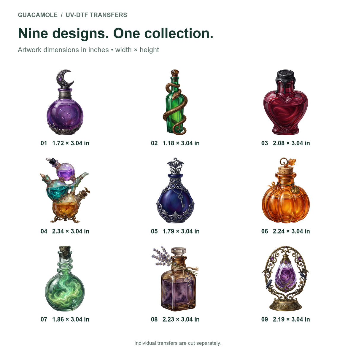 Halloween Potion Bottles — Nine designs and sizes