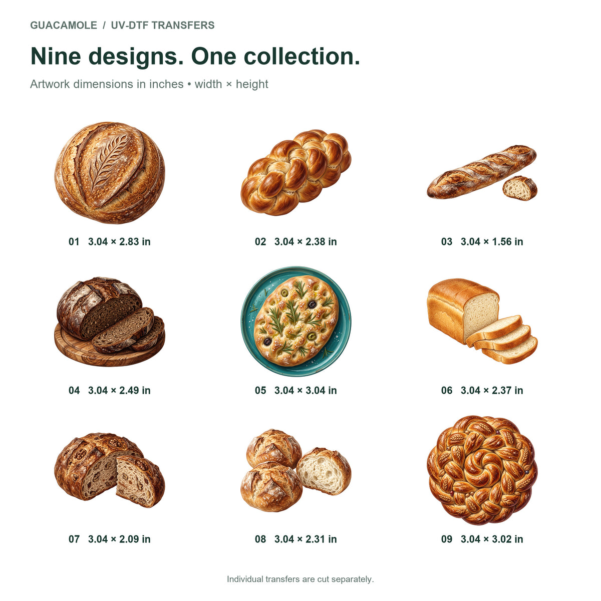 Farmhouse Bread Loaves — Nine designs and sizes